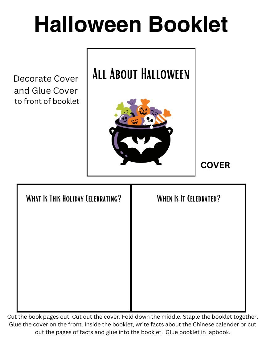 Halloween booklet cover and fill-in pages